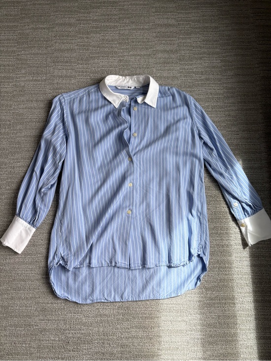 JW ANDERSON Tops - Uniqlo x JW ANDERSON Light Blue Pinstripe Shirt with White Contrast Collar